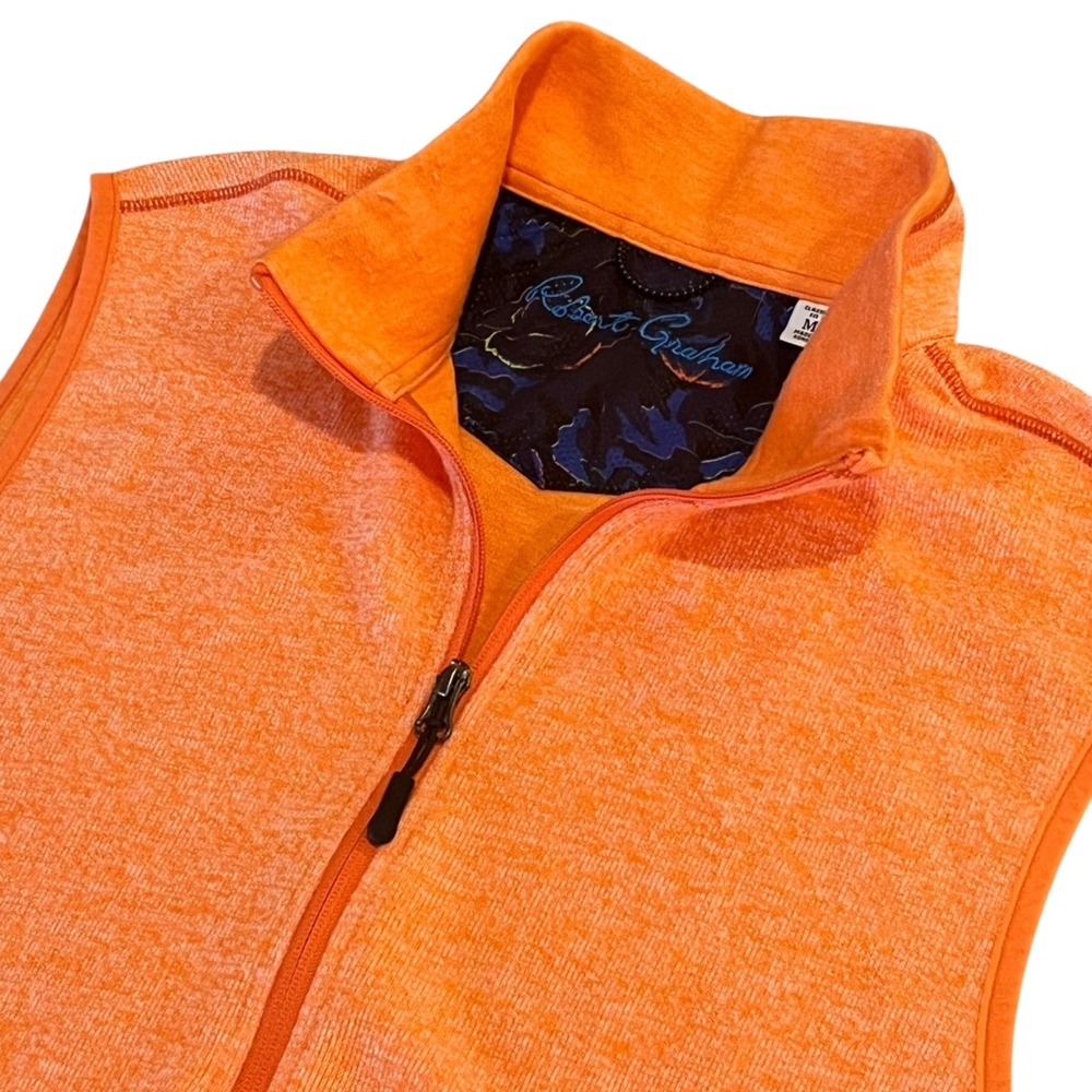 Robert Graham Klose Performance Soft Fleece Golf Zip Mens Medium Orange Full Zip